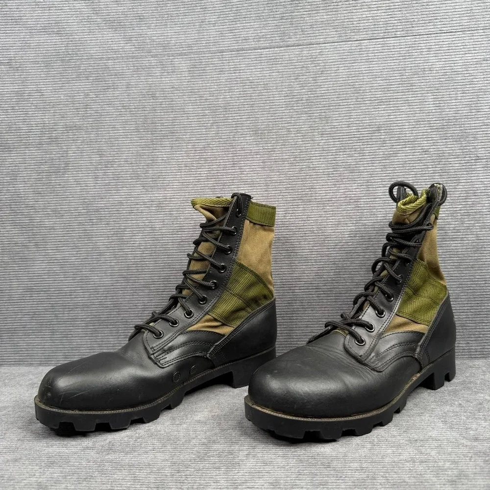 Military Jungle Boots Y2K Black Leather Olive Tactical Combat 7R‎ Made in USA